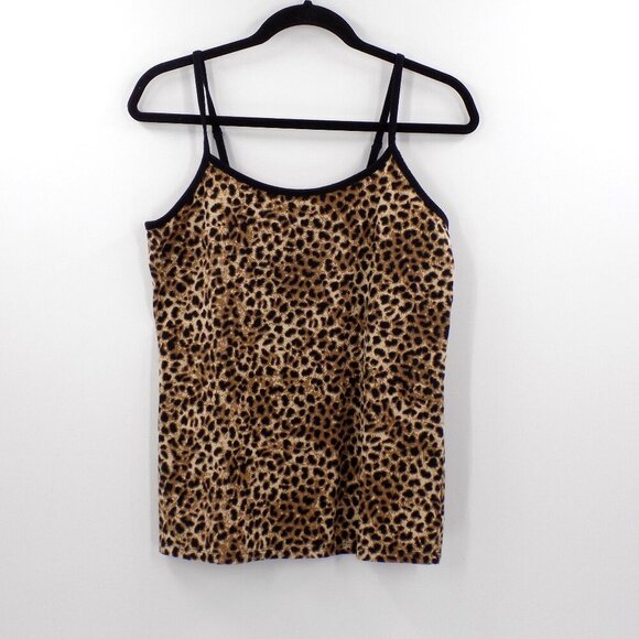 Torrid Leopard Print Tank Top Size 1X Spaghetti Strap Black & Gold - Picture 1 of 3